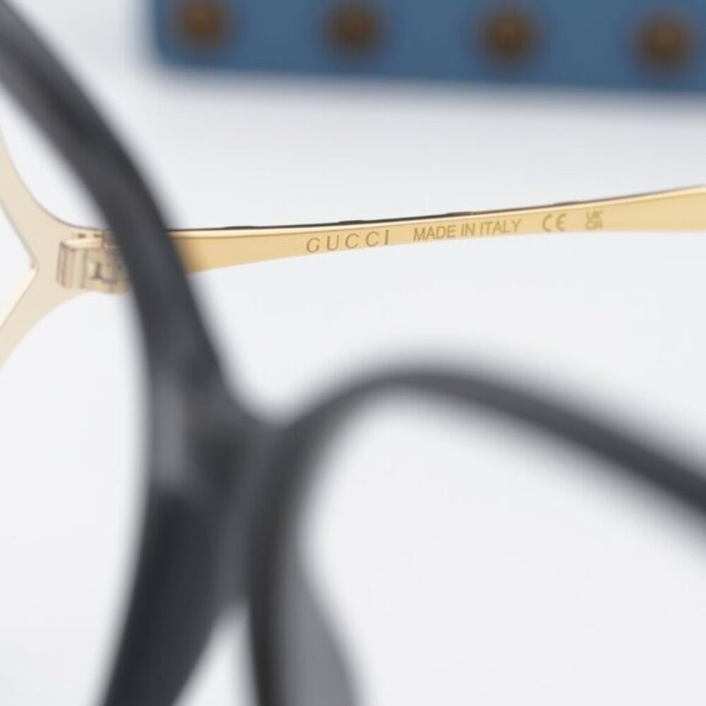 Gucci GG0592O 001 Butterfly Eyeglasses - Black/Gold 60mm - Picture 8 of 11